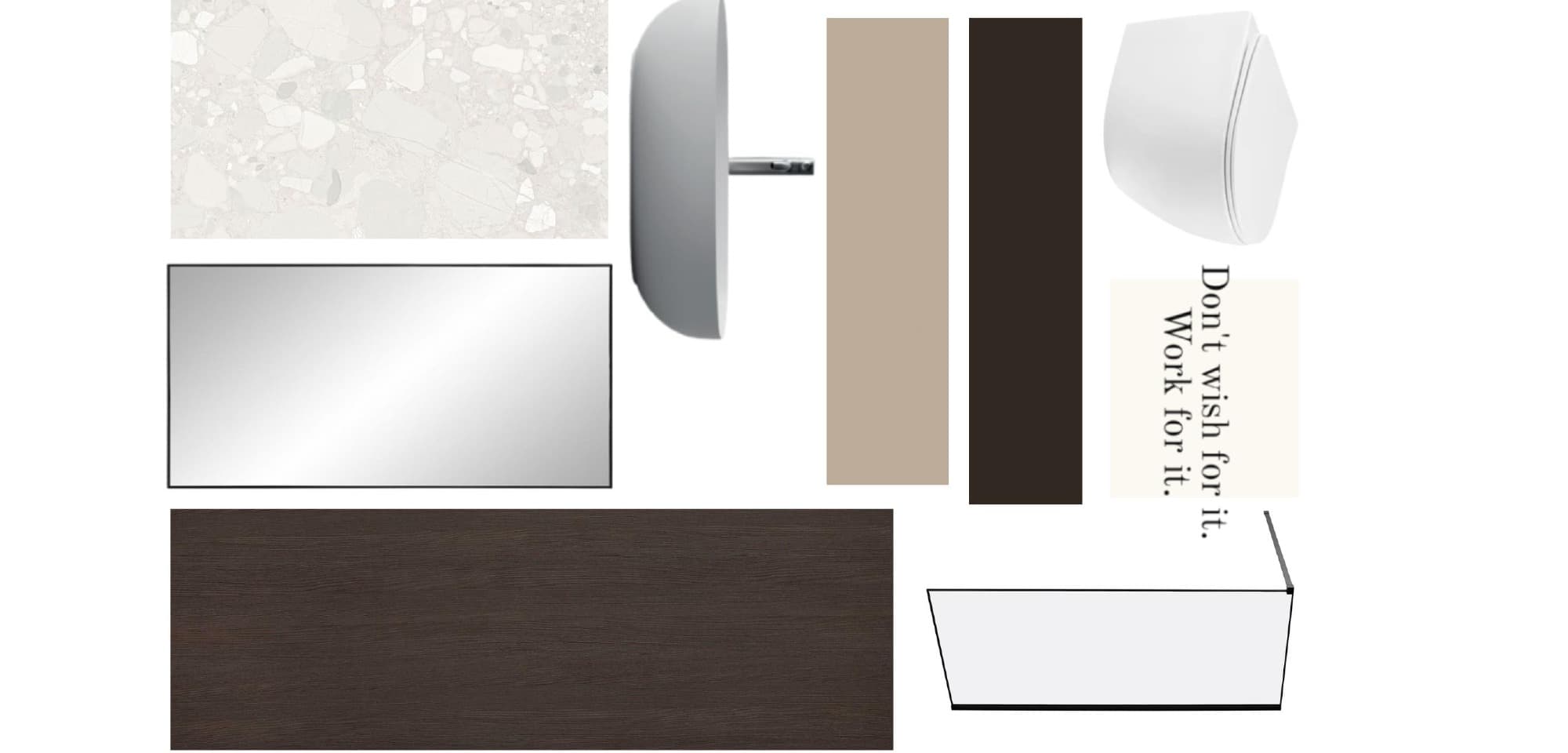 Kétszintes lakás Kádas fürdőszoba moodboard